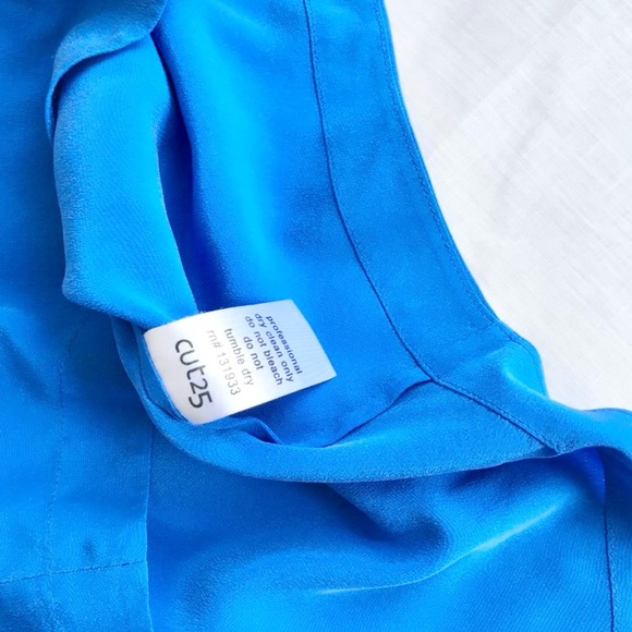 Cut25 Yigal Azrouel Women 4 Silk Cutout Blue silk top cold shoulder short sleeve - Picture 6 of 8